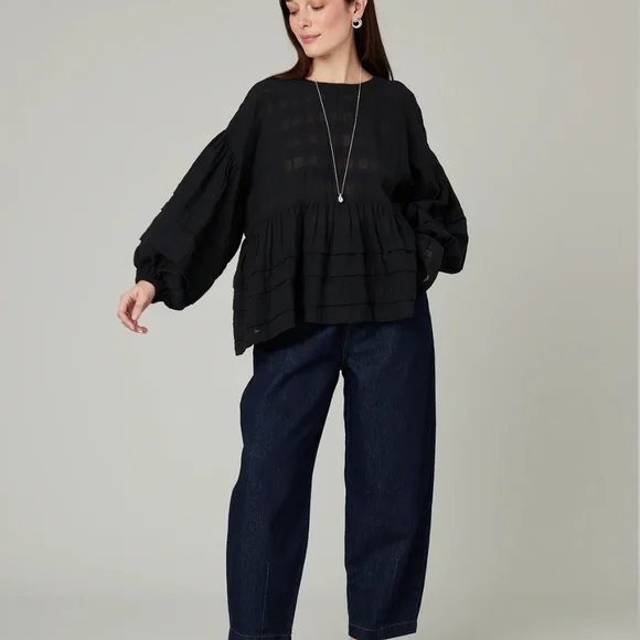 Beyond Nine Simone Black Cotton Top, Size L/XL - Picture 6 of 13